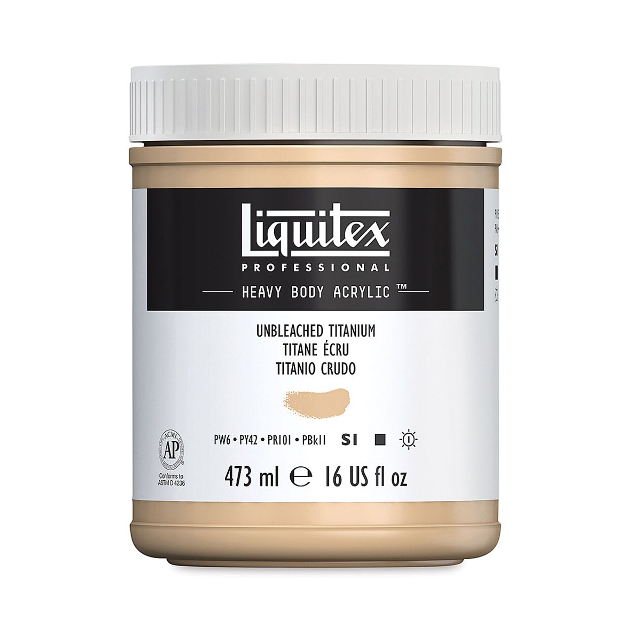 Liquitex Heavy Body Artist Acrylics - Unbleached Titanium, 16 oz Jar